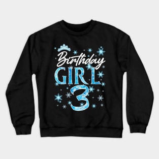 Winter Onederland 3rd Birthday Girl Snowflake B-day Gift For Girls Kids Toddlers Crewneck Sweatshirt